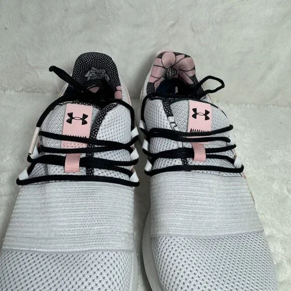 Under Armour Womens White & Pink Athletic Running Shoes Charged Breathe FN Print - Picture 4 of 8